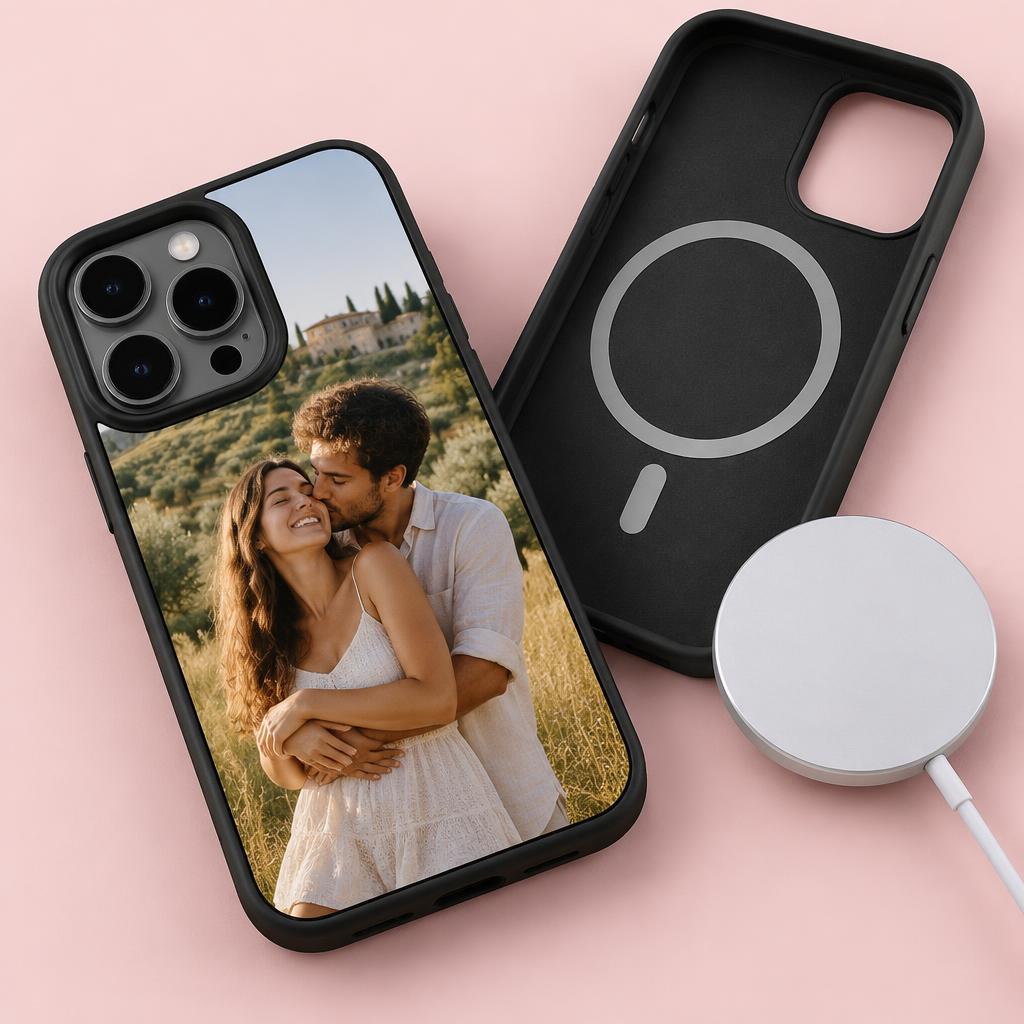Cover iPhone personalizzata in PET con accessorio di ricarica MagSafe